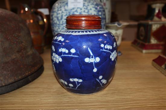 A Chinese porcelain vase, two ginger jars and a jug tallest 33cm